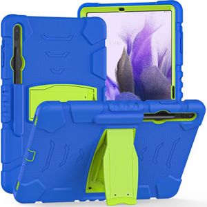 Voor Samsung Galaxy Tab S7 + / S7 FE 12.4 inch 3-laags beschermingsscherm Frame + PC + Siliconen Schokbestendig Combinatiecase met Houder (blauw + limoen)