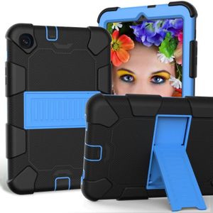 For Samsung Galaxy Tab A 8.4 (2020) Shockproof Two-Color Silicone Protection Case with Holder(Black+Blue)