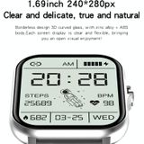 GT20 1.69 inch TFT Screen IP67 Waterproof Smart Watch  Support Music Control / Bluetooth Call / Heart Rate Monitoring / Blood Pressure Monitoring  Style:Silicone Strap(Silver)