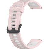 Voor Amazfit GTR 2E 22 mm verticaal patroon tweekleurige siliconen horlogeband (roze+wit)