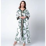 Dames Gedrukt Sequin Geborduurde Robe (Kleur: Groen Maat: M)