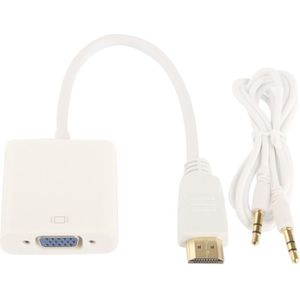 24cm Full HD 1080P HDMI to VGA + Audio Output Cable for Computer / DVD / Digital Set-top Box / Laptop / Mobile Phone / Media Player(White)