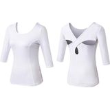 Back Cross Medium-length Sleeve Yoga Sportswear voor Dames (Kleur: Wit Maat: S)