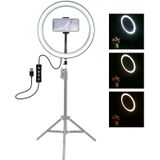 PULUZ 11.8 inch 30cm USB 3 Modes Dimmable LED Ring Vlogging Selfie Photography Video Lights with Cold Shoe Tripod Ball Head & Phone Clamp