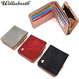 Women Mini Leather Clutch Card Holder Short Wallet(Pink)