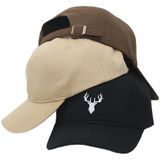 Geborduurde Herten Verstelbare Baseball Cap Effen Kleur All-match Pet (Zwart)