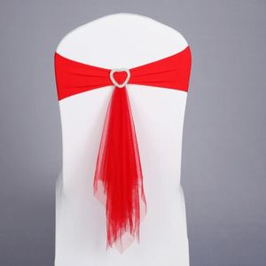 70x58 cm Tie-Free Stretch Stoel Terug Boog Stoelhoes Riem Hotel Bruiloft Rugleuning Decoratie (Rood)