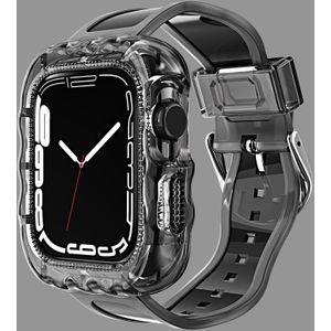TPU geïntegreerde horlogeband voor Apple Watch-serie 8 & 7 41 mm / SE 2 & 6 & SE & 5 & 4 40 mm / 3 & 2 & 1 38 mm (transparant zwart)