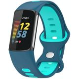 Voor Fitbit Charge 5 Smart Watch Sport Waterdichte tweekleurige siliconen band (blauwe watereend)