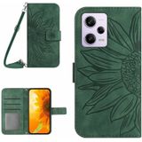 Voor Xiaomi Redmi Note 12 Pro+/Note 12 Explorer Skin Feel Sun Flower Pattern Flip Leather Phone Case met Lanyard(Groen)