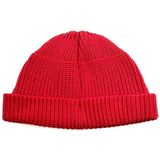 A21 Short Beanie Retro Hip Hop Knitted Cap  Size:One Size(Red)