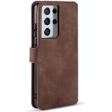 For Samsung Galaxy S21 Ultra 5G DG.MING Retro Oil Side Horizontal Flip Case with Holder & Card Slots & Wallet(Coffee)