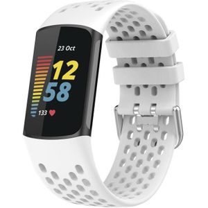 Voor Fitbit Charge 6 effen kleur ademende sport siliconen horlogeband