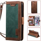 For iPhone SE 2020 / 8 / 7 Retro Splicing Horizontal Flip Leather Case with Card Slots & Holder & Wallet(Green)