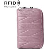 KB191 Zipper Cowhide Leather Organ Shape Multiple Card Slots Anti-magnetic RFID Wallet Clutch Bag for Ladies(Light Purple)
