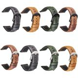 Smart Quick Release Watch Strap Crazy Horse Leather Retro Strap For Samsung Huawei Size: 22mm  (Black Silver Buckle)