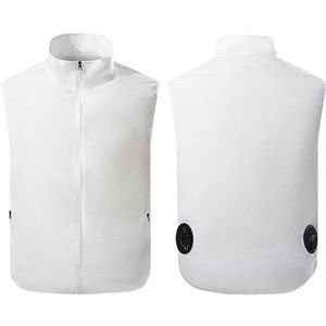 Refrigeration Heatstroke Prevention Outdoor Ice Cool Vest Overalls with Fan  Size:L(White)