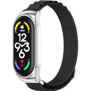 Voor Xiaomi Mi Band 7 / 7 NFC MIJOBS CS nylon ademende horlogeband (zwart zilver)