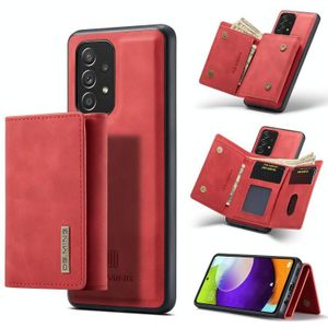 For Samsung Galaxy A52 5G / 4G DG.MING M1 Series 3-Fold Multi Card Wallet + Magnetic Back Cover Shockproof Case with Holder Function(Red)