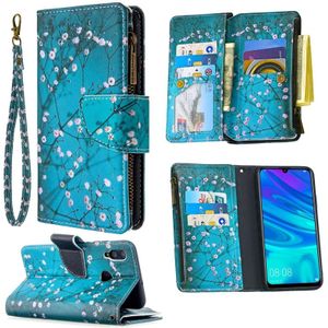 For Huawei P Smart (2019) Colored Drawing Pattern Zipper Horizontal Flip Leather Case with Holder & Card Slots & Wallet(Plum Blossom)