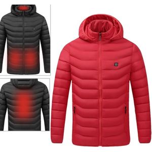 USB Heated Smart Constant Temperature Hooded Warm Coat for Men and Women (Color:Red Size:L)