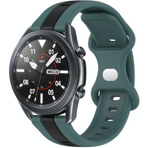 Voor Samsung Galaxy Watch3 45 mm 22 mm vlindergesp tweekleurige siliconen horlogeband (groen + zwart)