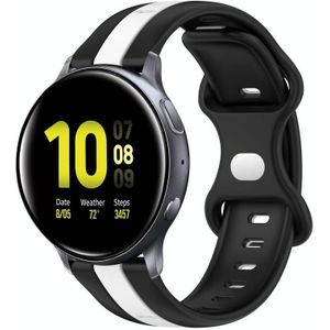 Voor Samsung Galaxy Watch Active 2 44 mm 20 mm vlindergesp tweekleurige siliconen horlogeband (zwart + wit)