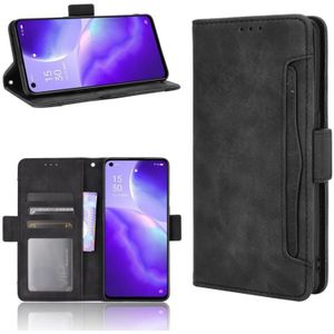 Voor OPPO Vind X3 Lite / Reno5 5G Skin Feel Kalf Patroon Horizontale Flip Lederen Case met Houder & Card Slots &Foto Frame (Zwart)