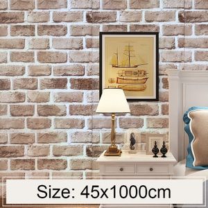 Retro Brick Creative 3D Stone Brick Decoration Wallpaper Stickers Bedroom Living Room Wall Waterproof Wallpaper Roll  Size: 45 x 1000cm