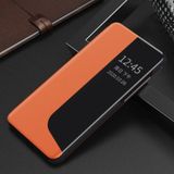 For Huawei P20 Side Display Shockproof Horizontal Flip Leather Case with Holder & Call Answering Function & Sleep / Wake-up(Orange)