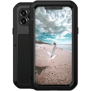 LOVE MEI Metal Shockproof Waterproof Dustproof Protective Case For iPhone 12 Pro(Black)