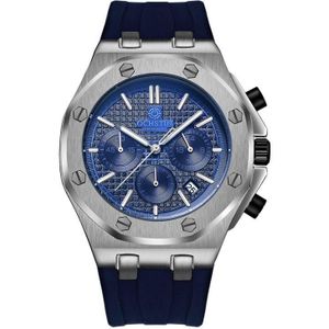 OCHSTIN 6100E multifunctioneel quartz waterdicht TPU herenhorloge (zilver + blauw)