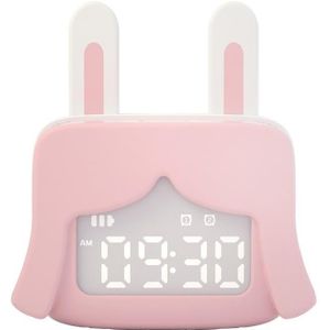 Cartoon Mini Smart Alarm Clock USB Rechargeable Children Bedside Fun With Sleeping Clock(Bunny Beauty Pink)