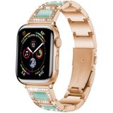 22mm metalen opaal horlogeband voor Apple Watch Series 7 41mm / 6 & SE & 5 & 4 40mm / 3 & 2 & 1 38mm (Rose Gold + Blue)