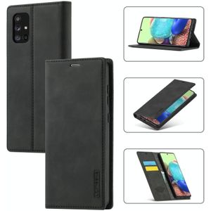 For Samsung Galaxy A71 / M70s LC.IMEEK Strong Magnetism Ultra-thin Horizontal Flip Shockproof Matte TPU + PU Leather Case with Holder & Card Slots & Wallet(Black)