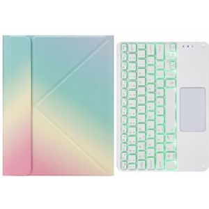 H-102CS Touch Backlight Bluetooth Toetsenbord Leren Case met Drie-voudige Houder voor iPad 10.2 2020 & 2019 / PRO 10.5 inch (Rainbow)