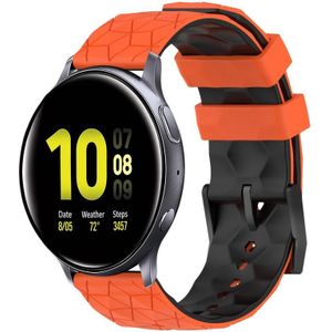 Voor Samsung Galaxy Watch Active 2 40 mm 20 mm voetbalpatroon tweekleurige siliconen horlogeband (oranje + zwart)