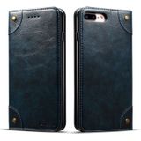For iPhone 8 Plus / 7 Plus Baroque Simple Horizontal Flip Leather Case  with Holder & Card Slots & Wallet(Blue)