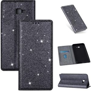 For Samsung Galaxy J4+ Ultrathin Glitter Magnetic Horizontal Flip Leather Case with Holder & Card Slots(Gray)