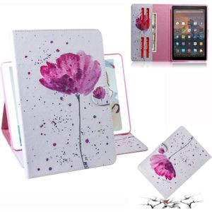 Purple Orchids Pattern Horizontal Flip Leather Case for Amazon Kindle Fire HD 10 2015/2017  with Holder & Card Slot & Wallet
