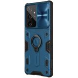 For Samsung Galaxy S21 Ultra 5G NILLKIN Shockproof CamShield Armor Protective Case with Invisible Ring Holder(Blue)