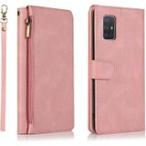 For Samsung Galaxy A71 5G Skin-feel Crazy Horse Texture Zipper Wallet Bag Horizontal Flip Leather Case with Holder & Card Slots & Wallet & Lanyard(Rose Gold)