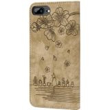 Cartoon Sakura Cat Embossed Leather Case For iPhone 7 Plus / 8 Plus(Brown)