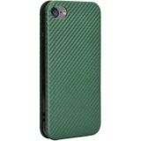 For iPod Touch 5 / 6 / 7 Carbon Fiber Texture Magnetic Horizontal Flip TPU + PC + PU Leather Case with Card Slot(Green)