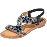 Bohemen zomer vrouwen Crystal platte sandalen  schoenmaat: 40 (zwart)