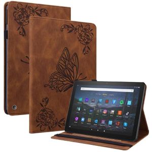 Voor Amazon Kindle Fire 7 2022 Butterfly Flower reliëf lederen tablethoes