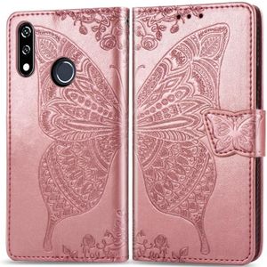 Butterfly Love bloemen reliëf horizontale Flip lederen draagtas voor LG W10 met houder & kaartsleuven & portemonnee & Lanyard (Rose goud)