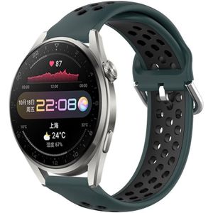 Voor Huawei Watch 3 Pro 22 mm geperforeerde ademende sport siliconen horlogeband (olijfgroen + zwart)