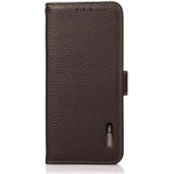 Khazneh Side-Magnetic Litchi Echt leer RFID Case voor iPhone 11 (Brown)