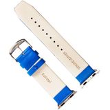 Kakapi for Apple Watch 42mm Subtle Texture Classic Buckle Genuine Leather Watchband with Connector(Blue)